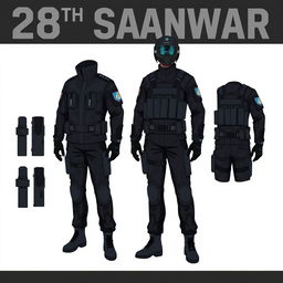 Illustration of the uniform of the 28th SMANWAR, a fictional elite force