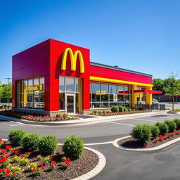 A classic McDonald's building, featuring its iconic red and yellow color palette