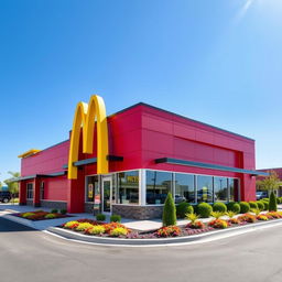 A classic McDonald's building, featuring its iconic red and yellow color palette