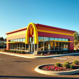 A classic McDonald's building with its iconic red and yellow color scheme