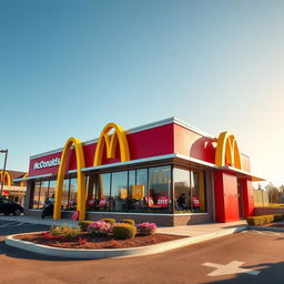 A classic McDonald's building with its iconic red and yellow color scheme