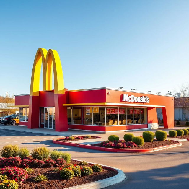 A classic McDonald's building with its iconic red and yellow color scheme