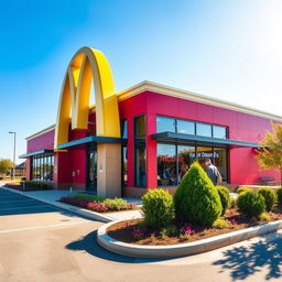 A classic McDonald's building with its iconic red and yellow color scheme