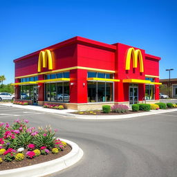 A classic McDonald's building featuring its iconic red and yellow color scheme