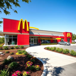 A classic McDonald's building featuring its iconic red and yellow color scheme