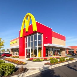 A classic McDonald's building featuring its iconic red and yellow color scheme