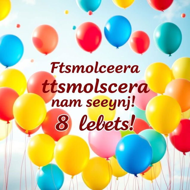 A celebratory poster featuring an array of colorful balloons floating in a light, airy background