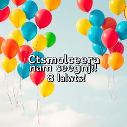 A celebratory poster featuring an array of colorful balloons floating in a light, airy background