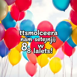 A celebratory poster featuring an array of colorful balloons floating in a light, airy background