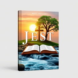 A captivating book cover design focusing on natural elements such as flowing water, a stately tree, or a radiant sunrise to symbolize renewal and cleansing