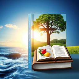 A captivating book cover design focusing on natural elements such as flowing water, a stately tree, or a radiant sunrise to symbolize renewal and cleansing