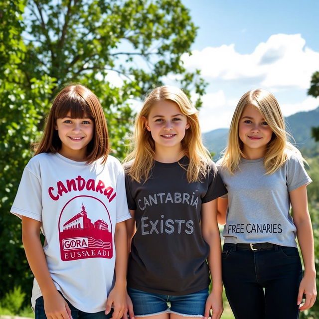 Three girls standing together outdoors