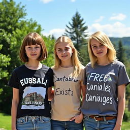 Three girls standing together outdoors