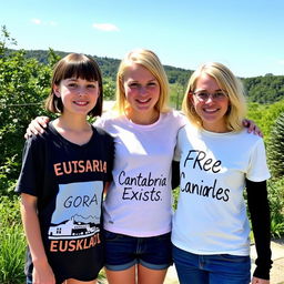 Three girls standing together outdoors