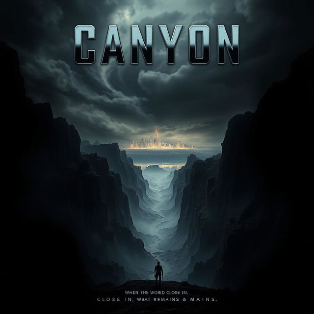 A dark futuristic movie poster for the film titled "Canyon"