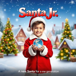 A festive movie poster for the Christmas film titled "Santa Jr