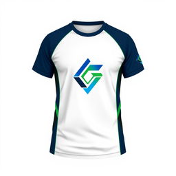 A modern and stylish shirt design featuring a dynamic logo