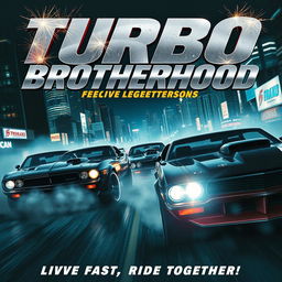 A high-octane movie poster for the racing film titled "Turbo Brotherhood"