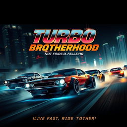 A high-octane movie poster for the racing film titled "Turbo Brotherhood"