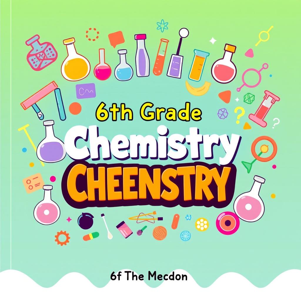 A vibrant and educational chemistry book cover designed for a 6th-grade class