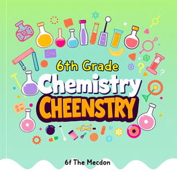 A vibrant and educational chemistry book cover designed for a 6th-grade class