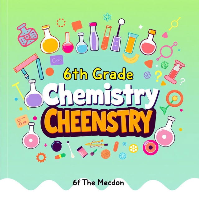 A vibrant and educational chemistry book cover designed for a 6th-grade class