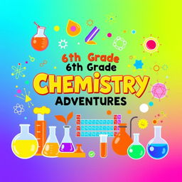 A vibrant and educational chemistry book cover designed for a 6th-grade class