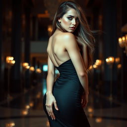 A captivating and sensual image of an elegant woman posing confidently