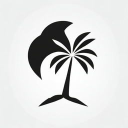 A creatively abstracted icon of a coconut tree maintained in a black and white scheme. Featuring a geometric design or dynamic silhouette, retaining the essence of the tree whilst radiating a modern, artistic interpretation of the tropical symbol.