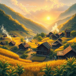 An enchanting illustration depicting "The Heritage of Desan", a village steeped in secrets and prosperity