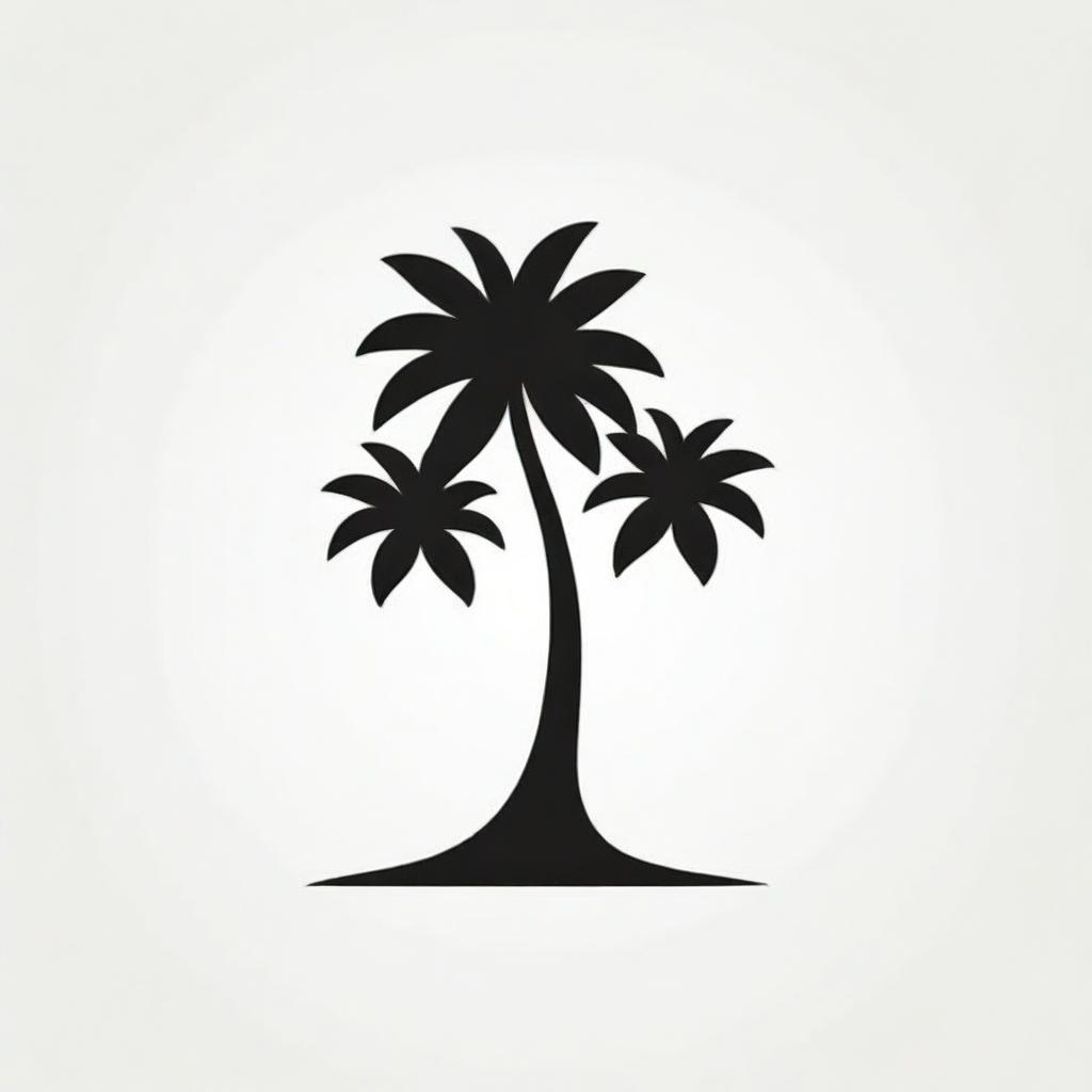 A creatively abstracted icon of a coconut tree maintained in a black and white scheme. Featuring a geometric design or dynamic silhouette, retaining the essence of the tree whilst radiating a modern, artistic interpretation of the tropical symbol.