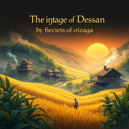 An enchanting illustration depicting "The Heritage of Desan", a village steeped in secrets and prosperity