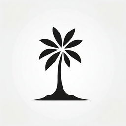 A creatively abstracted icon of a coconut tree maintained in a black and white scheme. Featuring a geometric design or dynamic silhouette, retaining the essence of the tree whilst radiating a modern, artistic interpretation of the tropical symbol.