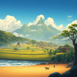 A breathtaking illustration of "Desan's Heritage", a village full of secrets and natural beauty