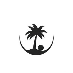 A creative, minimalist logo featuring stylized icons of a coconut tree and palm trees in black and white. The design balances simplicity with grace, exuding tropical charm and artistic sophistication.