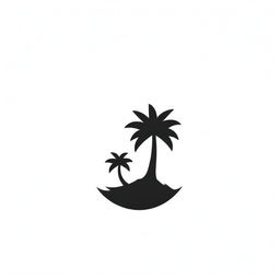 A creative, minimalist logo featuring stylized icons of a coconut tree and palm trees in black and white. The design balances simplicity with grace, exuding tropical charm and artistic sophistication.