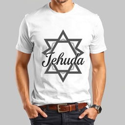 A stylish T-shirt featuring a captivating design with the name 'Jehuda' artistically incorporated