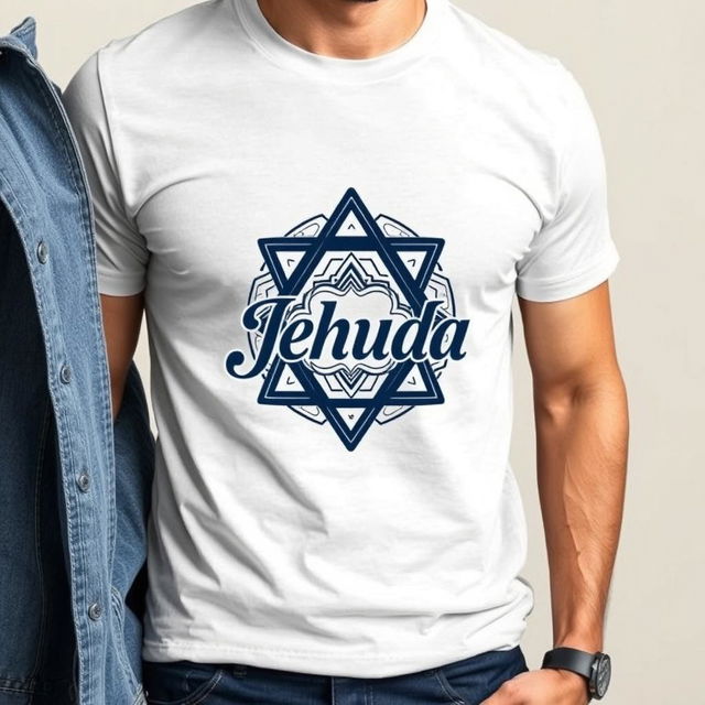 A stylish T-shirt featuring a captivating design with the name 'Jehuda' artistically incorporated