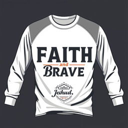 A stylish shirt design featuring the words 'Faith and Brave' prominently