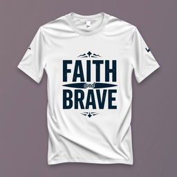 A stylish shirt design featuring the words 'Faith and Brave' prominently