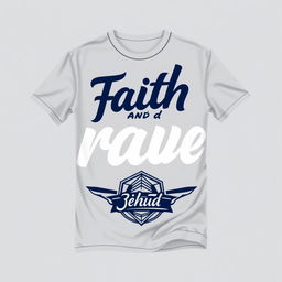 A stylish shirt design featuring the words 'Faith and Brave' prominently