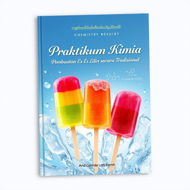 Cover of a chemistry lab report book titled "Praktikum Kimia: Pembuatan Es Lilin secara Tradisional