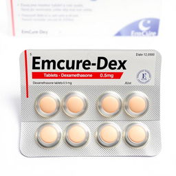 A blister pack of Dexamethasone tablets, 0