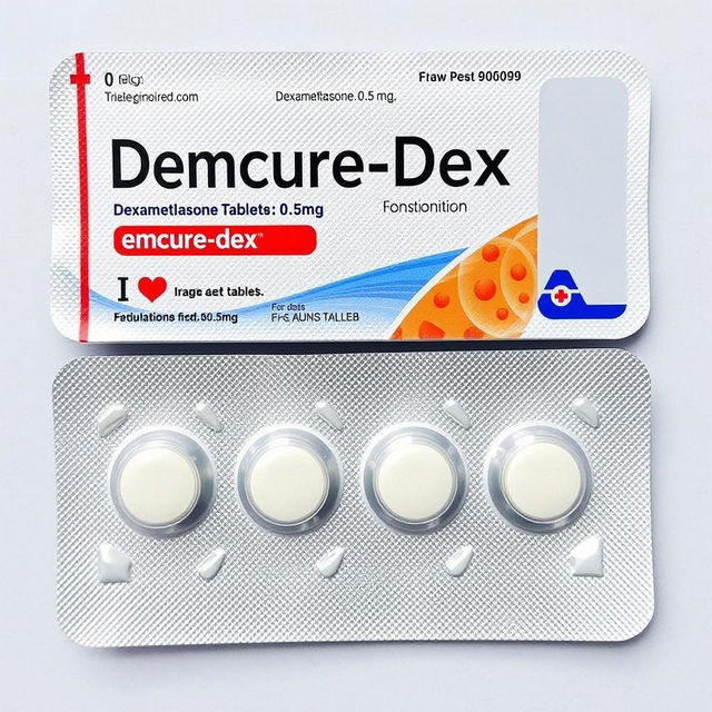 A blister pack of Dexamethasone tablets, 0