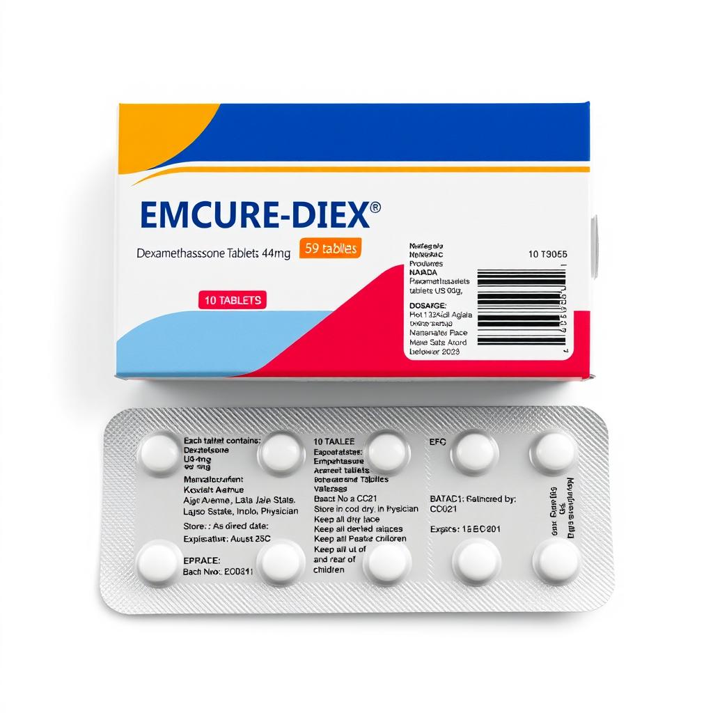 A realistic drug package design highlighting a typical drug carton with a detailed blister pack inside