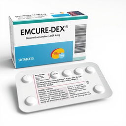 A realistic drug package design highlighting a typical drug carton with a detailed blister pack inside