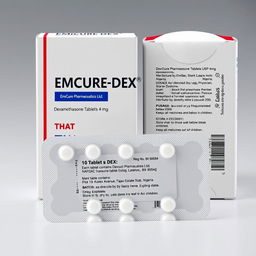 A realistic drug package design highlighting a typical drug carton with a detailed blister pack inside