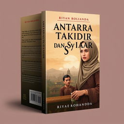 Book cover design for the novel 'Antara Takdir dan Syariat: Kisah Cinta di Negeri Aceh' by Riyan Rolianda