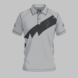 Grey polo shirt featuring a silhouette style number 647, inspired by the Power Rangers SPD aesthetic