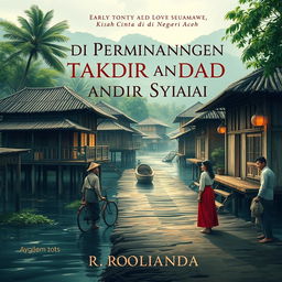 A captivating novel cover for "Di Persimpangan Takdir dan Syariat: Kisah Cinta di Negeri Aceh" by R